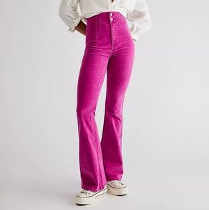 New We The Free FREE PEOPLE Jayde Super High Rise Flared Corduroy